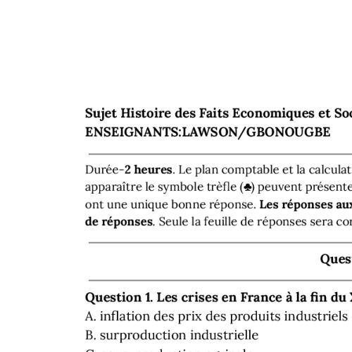 Couverture de Histoire des faits économiques et sociaux 