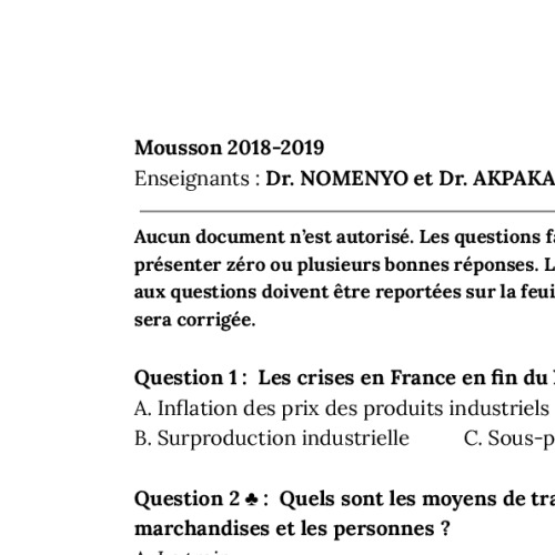 Couverture de Histoire des faits économiques et sociaux 