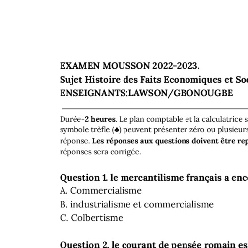 Couverture de Histoire des faits économiques et sociaux 