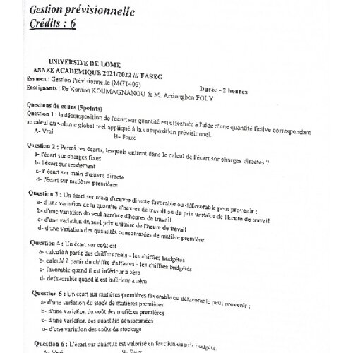 Couverture de Gestion prévisionnelle