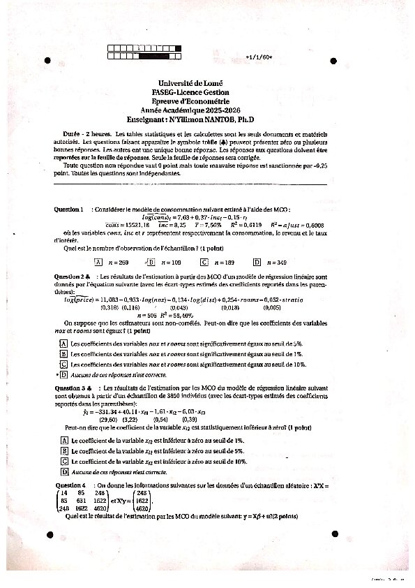 Couverture de Econométrie