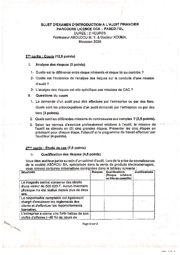 Couverture de Introduction à l'audit
