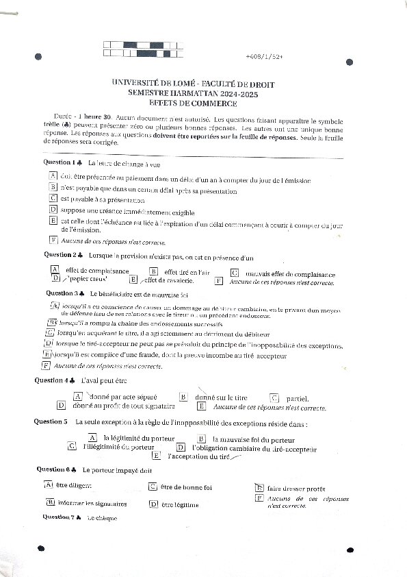 Couverture de Effets de commerce (DAFF,DCJD,REDV)