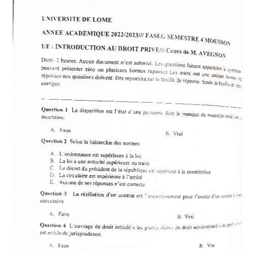 Couverture de Introduction au droit privé