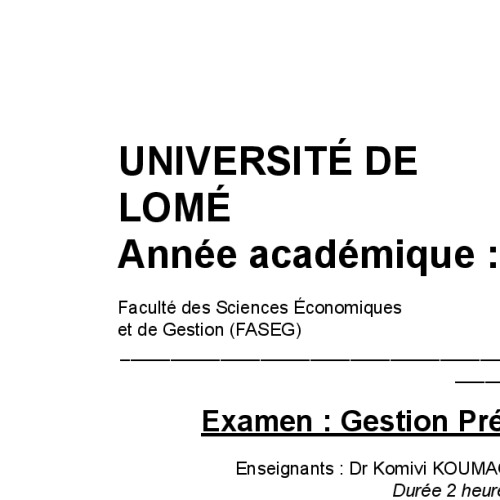 Couverture de Gestion prévisionnelle