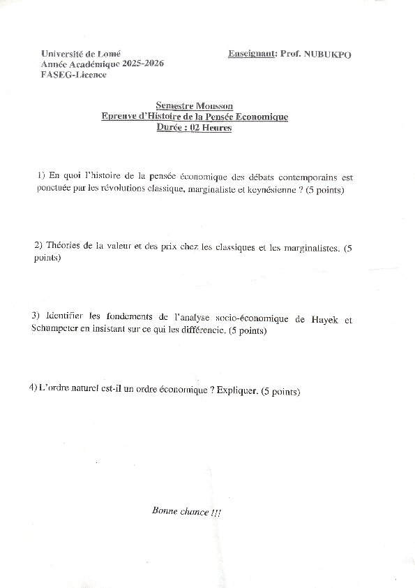 Couverture de Histoire de la pensée économique